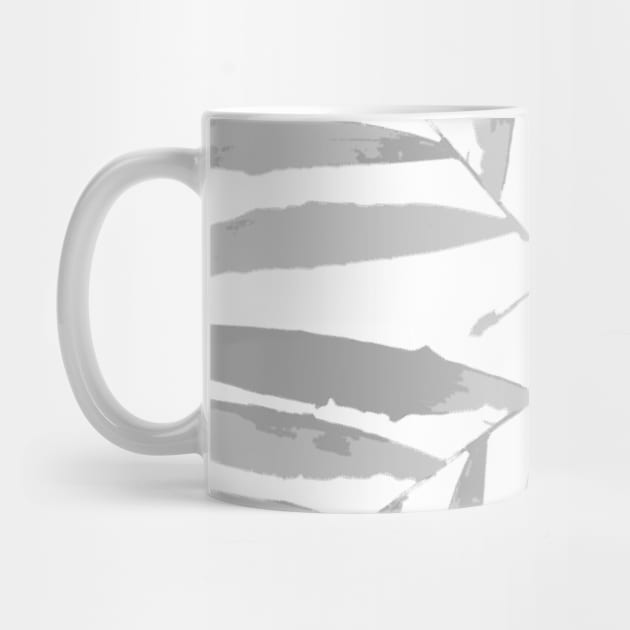 Geometric palm leaves silver grey on  white, leaves, tropical , fall,  TeePublic by PrintedDreams